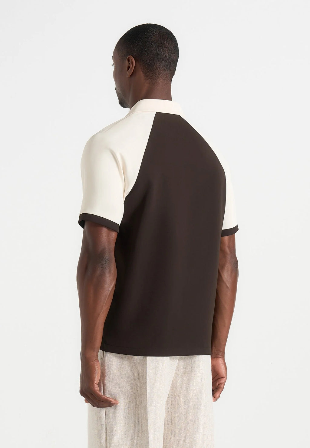 Men's Brown & Cream Contrast Raglan Shirt – Modern Regular Fit