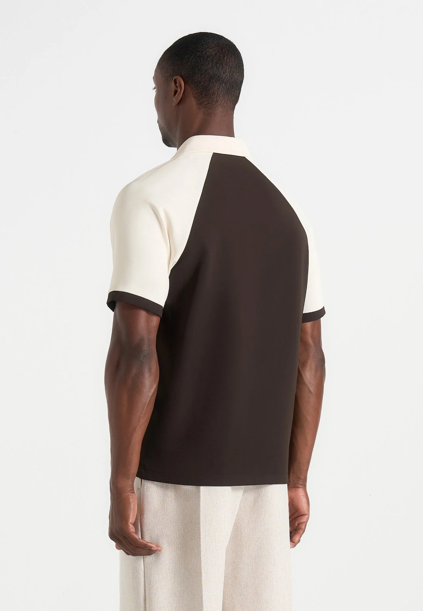 Men's Brown & Cream Contrast Raglan Shirt – Modern Regular Fit