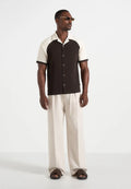 Men's Brown & Cream Contrast Raglan Shirt – Modern Regular Fit