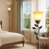 Maviq Rustic Haven farmhouse floor lamp detail with fabric shade and metal stand